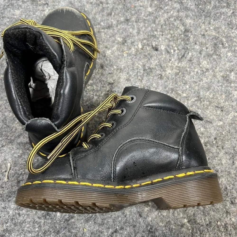 Dr. Marten Black Leather High-top Boots, Kids Size 12 - Picture 6 of 9
